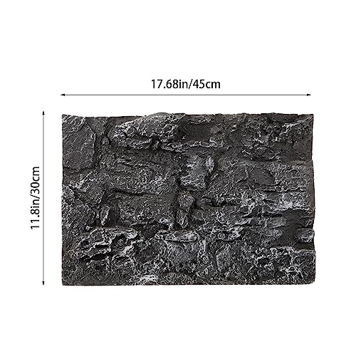 Kisangel 17.7x11.8 Inch Rock Terrarium Background, 3D Reptile Tank Backdrop Board for Bearded Dragon, Lizard, Gecko, Snake Habitat, Realistic Climbing Wall Decor, Dark Grey - color: Dark Grey