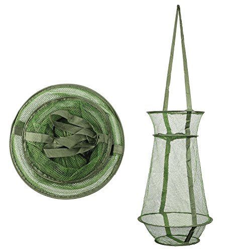 Collapsible Fish Basket Mesh Fish Trap Portable Fish Cage Foldable Fishing Keep Net for Keeping Fish Alive, Bait Storage Crayfish Crab Minnows Shrimps Lobsters - color: Green