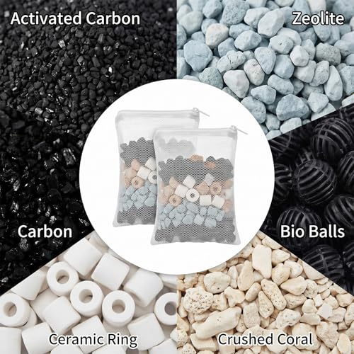 20 Pcs Aquarium Filter Bags 3.94 × 6.30 Inches Reusable Media Bags for Aquarium Extra Fine Mesh Bag Coarse Nylon with Zipper White for Activated Carbon Ceramic Rings Bio Balls