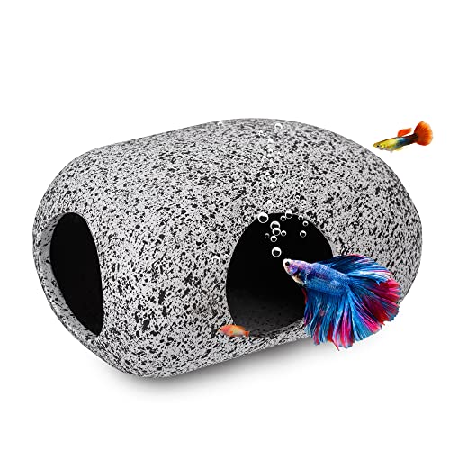 Aquarium Decorations Cave Fish Tank Accessories Rock Decor for Shrimp Cichlid Hiding Breeding Small Fish Bowl Hide Decoration Betta Toys Hideout Stones House（Small） - size: Small (1 Piece)