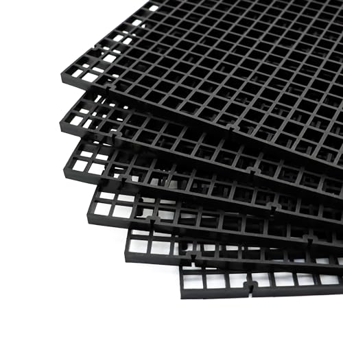 ALEGI 24 Pcs Aquarium Fish Tank Divider Plastic Egg Crate Aquarium Filter Bottom Tray Grid Isolation Board Partition Net Pane Separator (L 24pcs Black) - size: L 24pcs Black