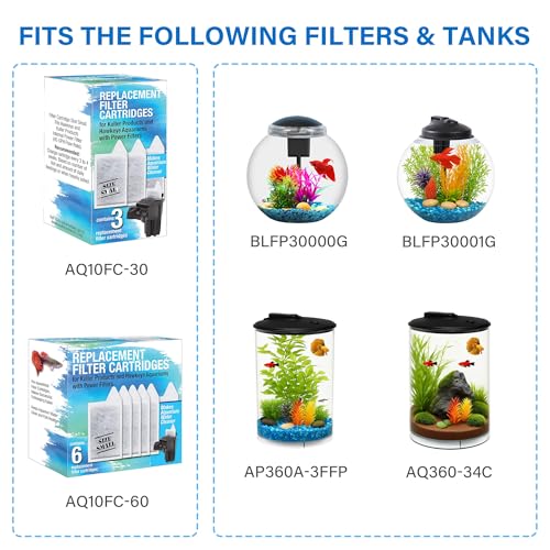 Power Filter, Fish Tank Filter Pump for 3 to 12-Gallon Aquariums, Adjustable Flow Rate and Filter Height, Fits Koller Products Fish Tanks and Aquariums Up to 13” High