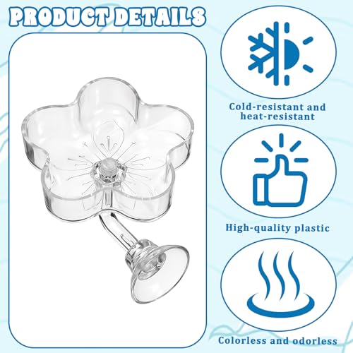 Aquarium Shrimp Fish Feeding Dish, Small Fish Feeder Dishes Clear Feeder Dish Betta Fishes Accessories Food Tray Container with Suction Cup Shrimp Tank Accessories (Sakura Shaped)