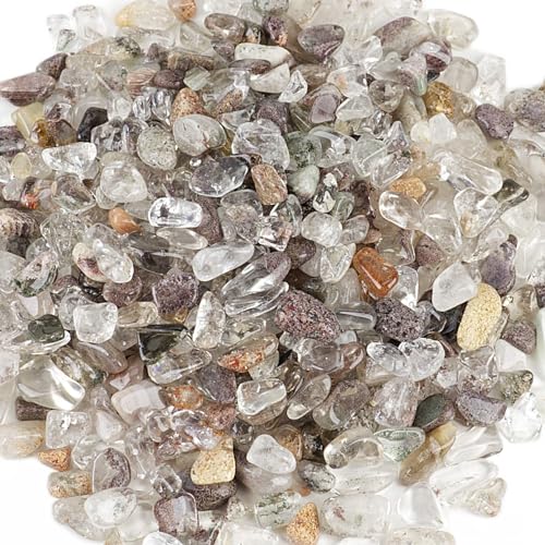 Cherry Tree Collection 1/2 Pound Polished Tumbled Gemstone Chips, Pebbles, Crystal Chips Bulk for Jewelry Making, Healing, Plants, Succulents, Aquariums, Decoration, Chakra (Green Phantom Quartz) - color: Phantom Quartz