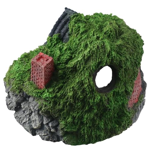 Aquarium Decoration Simulation Aquatic Resin House Simulation Thatched House Betta Hideout Cave for Fish Tank