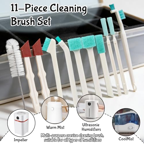 11 Pcs Humidifier Cleaner Brush Set, Small Cleaning Brushes for Tight Spaces, Crevice Cleaning Brushes Tool Mini Bottle Brush for Travel Humidifiers, Keyboards, Tiles, Bottles, Cup and Toasters