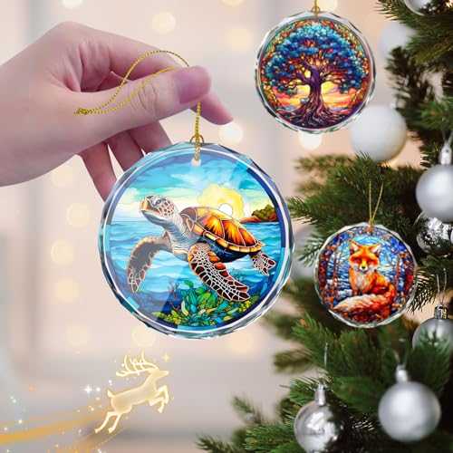 Stained Glass Sea Turtle Ornament - Christmas Tree Decor, Gift Exchange Present - color: Sea Turtle