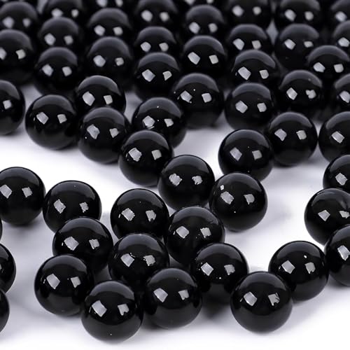 DomeStar 1LB Glass Marbles Bulk, Marbles for Vases 0.63 Inch Vase Fillers Black Glass Beads for Home Decor - color: Black