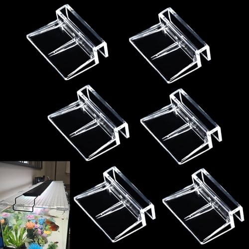 NestBasics 6pcs Transparent Aquarium Lid Clips,Rimless Fish Tank Glass Cover top Support,Aquarium Hood Holder, Acrylic and Glass Aquarium top Clips,fit 5-6mm Thickness Glass - size: 6pcs 5-6mm clips