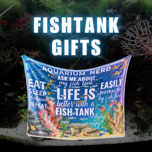 Huglanket Gifts for Aquarium Lovers, Fish Tank Lovers Gifts, Perfect for Birthday/Christmas, 50'' x 65'' Unique Design Flannel Plush Blanket