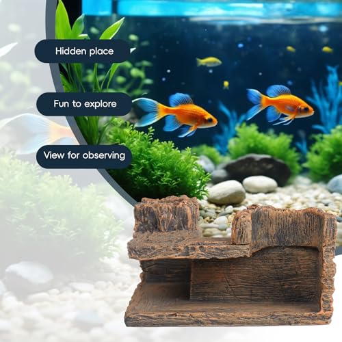 VEELAM Fish Tank Corner Underground Hideout Cave Decor for Fish Shrimp Hiding Breeding, Aquarium Resin Decorations,Stump Style - style: Stump