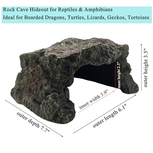 M2cbridge Reptile Hideout Cave Resin Aquarium Fish Hide Rock Terrarium Habitat Decor