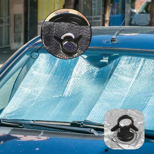AccEncyc Suction Cups with Loops 24Pcs Window Suckers with Ring Car Glass Windshield Sunshade Suction Cups Aquarium Heater Suction Cups Glass Suction Pads for Seasonal Xmas Decorations (Black)