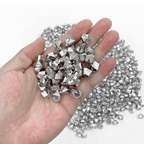 Fake Crushed Ice Cubes, Vase Fillers, 11 * 14 mm 650 pcs Reusable Fake Ice Cubes Artificial Acrylic Crystal Cubes for Wedding Decor Gold - color: Silver-11*14mm-650pcs