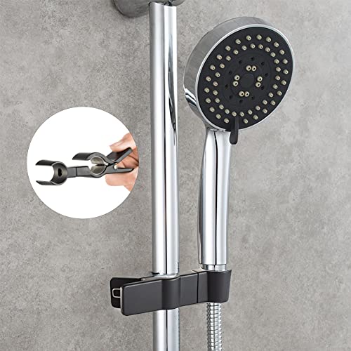 Adjustable Shower Head Holder for Slide Bar,Universal 18-25MM O.D, Rail Head Bracket Holder for Slide Bar Slider Clamp Bathroom Replacement (Black) - size: Black