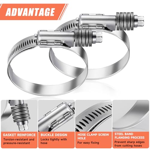 4 Pack Heavy Duty Worm Hose Clamp, Adjustable Range 1"-1 3/4" (25-45mm) 304 Stainless Steel Worm Gear Drive Hose Clamps for Water Pipe, Plumbing, Automotive and Mechanical Application - color: 4 Pcs, size: 25-45mm