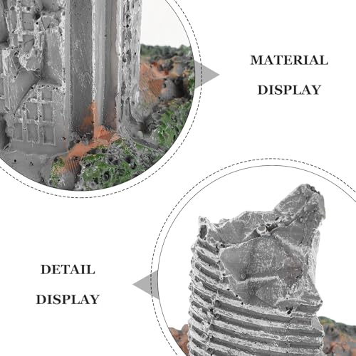 3pcs Aquarium Castle Ruins Decorations | Resin Fish Tank Hideout Ornaments - Realistic Broken City Building - Fish Shrimp Shelter Cave for Underwater Scene