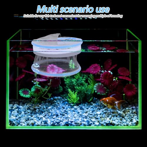 HOMSFOU Aquarium Floating Fish Breeding Box with Nylon Mesh Isolation Net, Guppy Breeding Tank Divider for Fish Hatchery and Nursery, 2pcs Set