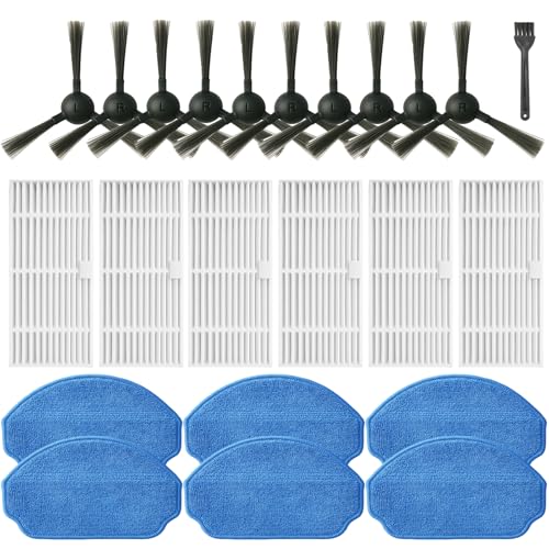 Replacement Parts for MAMNV BR151, for ZCWA BR151, for Kilgone G20, for MANVINS G20, for XIEBro Life BR151, for iMartine BR151, for ONSON BR151, for MANVN BR151,10 Side Brush, 6 HEPA Filter, 6 Mop Pad - color: Set B