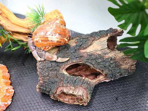 Hermit Crab Hideout, Resin Simulation Stone Reptile Cave Hideout, Hermit Crab Climbing Toys, Terrarium Habitat Decor for Lizard Spider Aquarium Fish Gecko Bearded Dragon