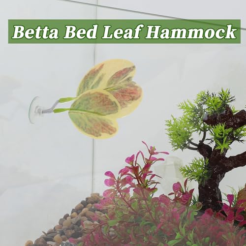 Betta Fish Bed, Betta Leaf Bed, Plastic Betta Heart-Shaped Hammock, Betta Hammock Pad with Suction Cup, Betta Fish Resting Place Betta Fish Supplies Aquarium Decor, Yellow Pink - color: Yellow, Pink