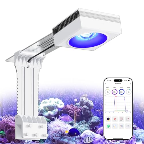 PopBIoom RL90 WiFi LED Aquarium Light, Reef Aquarium Lighting Full Spectrum for Marine SPS LPS Corals Saltwater Fish Tanks, APP Fully Programmable (RL90 with Arm Kit) - color: RL90 with Arm Kit