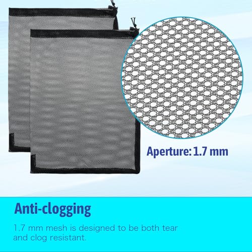 2pcs Pond Filter Bag Submersible Water Pump Cover 11.81" X 15.75" Large Pond Pump Filter Bags Black Mesh Media Bags for Outdoor Ponds Filters Aquarium Swimming Pool Fountai