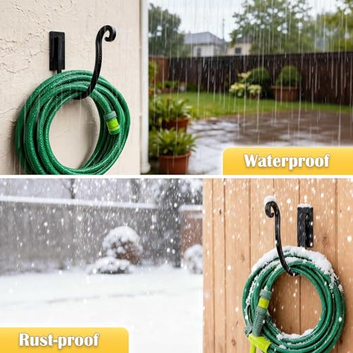 Hose Holders Wall Mount （Metal/8-Inch） Heavy-Duty Garden Hose Hangers Outdoor, Hand-Forged Hose Racks Mount, 2PCs - color: A-2PCs