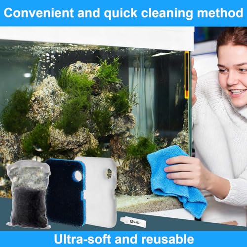 Threlaco 30 Pack Aquarium Filter Media Set Replacement Compatible with Cascade 700/1000 CCF2UL CCF3UL Filter, Bio Sponge Filters, White Floss Pads, Activated Carbon, Ceramic Rings, Mesh Bags, Grease