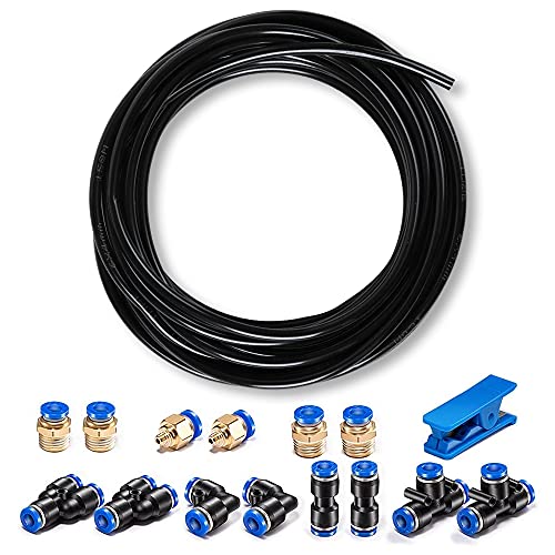 Pneumatic Tubing Black PU Air hose Pipe Tube Kit 6mm OD 4mm ID 39.4ft/12 Meter for Air Line or Fluid Transfer… - color: Black, size: 6mm OD / 4mm ID × 12m