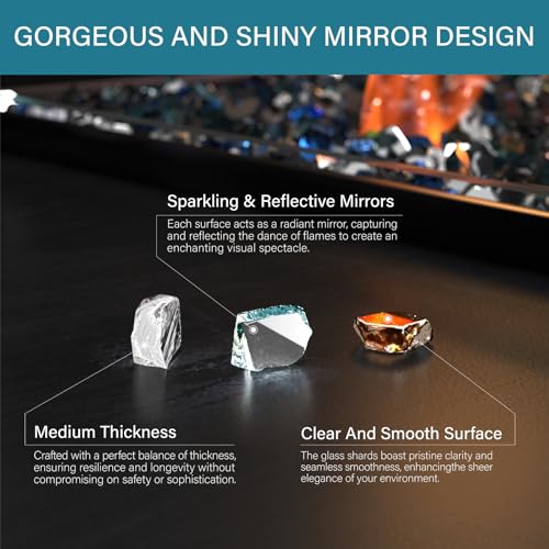 NUPICK 10 Pound Fire Glass, 1/2 Inch Reflective Fire Pit Glass, Tempered Firepit Glass Rock for Propane or Natural Gas, Glass Rocks for Fire Pit Table or Fireplace, Aqua Blue & Copper & Platinum Mix - color: Aqua Blue & Copper & Platinum Mix, size: 10 Pou