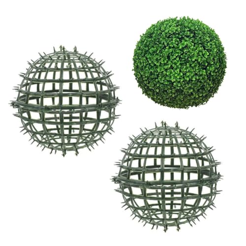 Topiary Ball Frame Set of 2, 6 Sizes Plastic Plant Support Cage, Artificial Grass Ball Frame for DIY Flower Arrangement, Boxwood Moss Ball Holder for Wedding Home Garden Decoration (20cm/8inch) - size: 20cm/8inch