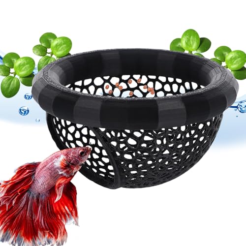Floating Betta Hammock and Feeding Ring, Aquarium Beta Hideout, Cave, Bed, Resting Spot, Betta Fish Toys and Decor - color: Round-Black