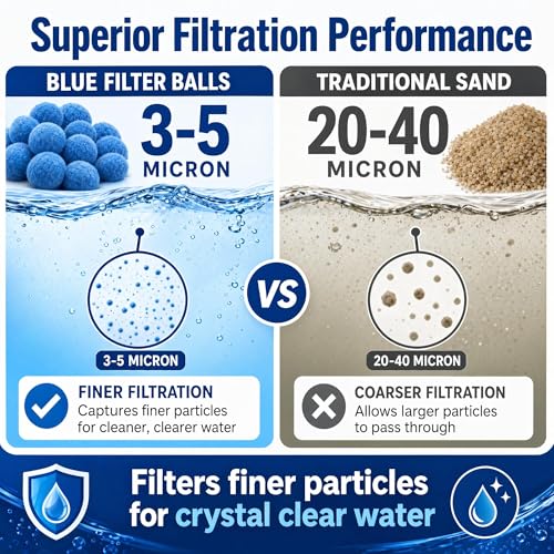 5.5 Lbs Pool Filter Balls for Sand Filter, Reusable Eco-Friendly Pool Sand Filter Balls (Equals 250 lbs Pool Filter Sand) with Wash Bag, Blue Pool Filter Media Balls for Swimming Pool - color: Blue, size: 5.5 LBS