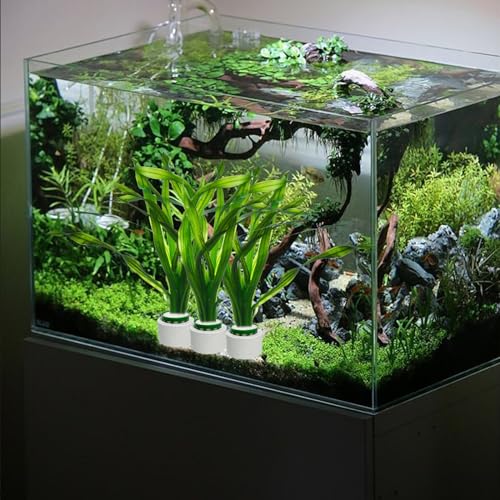 12 Pack New Upgrade Aquarium Plant Weights, Aquatic Plants Fixed Ring Set, Anti-Floating Ceramic Aquarium Plant Rings, Aquarium Landscape Decoration Fish Tank Accessories 1.8 x 1.3 Inch