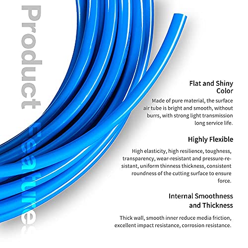 Pneumatic Tubing Blue PU Air hose Pipe Tube 6mm OD 4mm ID 39.4ft/12 Meter for Air Line or Fluid Transfer - color: Blue, size: 6mm OD-39.4Ft/12Meter