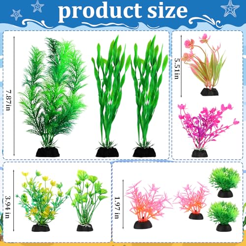 Kathfly 18 Pcs Aquarium Decorations Rock Set 4 Hideaway Rock Cave 2 Betta Fish Leaf Pad 1 Acrylic Tube Tunnel 11 Artificial Seaweed for Aquatic Pets to Breed Play and Rest Betta Shrimp Habitat