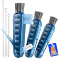 6 Pack Holikme 4 in 1 Cup Lid Cleaning Brush Set with 3 Straws, Multifunctional Bottle Brush, Silicone Cup Lid Gap Cleaner, Durable Bristle Crevice Cleaning Brush, Navy - color: Navy