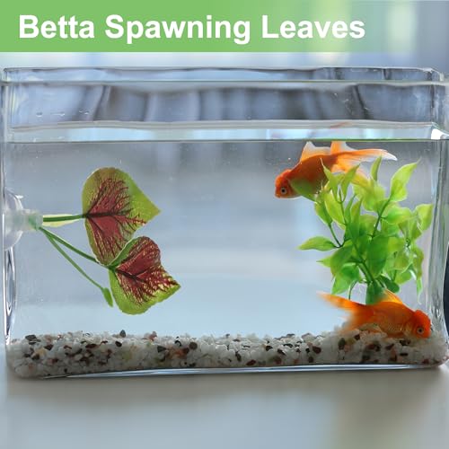 Betta Fish Leaf, Natural Habitat Simulation for Betta Spawnings Grounds, Betta Spawnings Leaves, Resting Bed, Large Small Leaves, Deep Green Brown