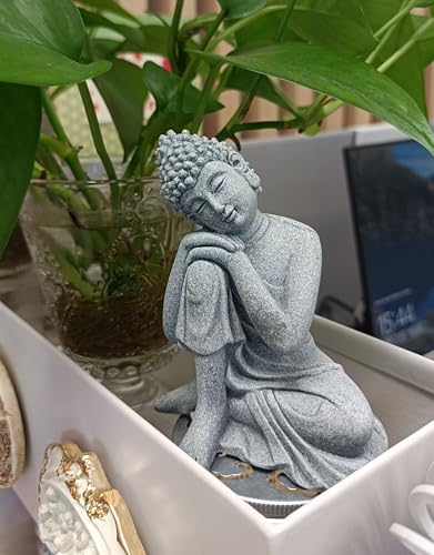 Fish Tank Decorations Set - Aquarium Buddha Statue Decorations, Plastic Plants Set, Betta Fish Tank Accessories