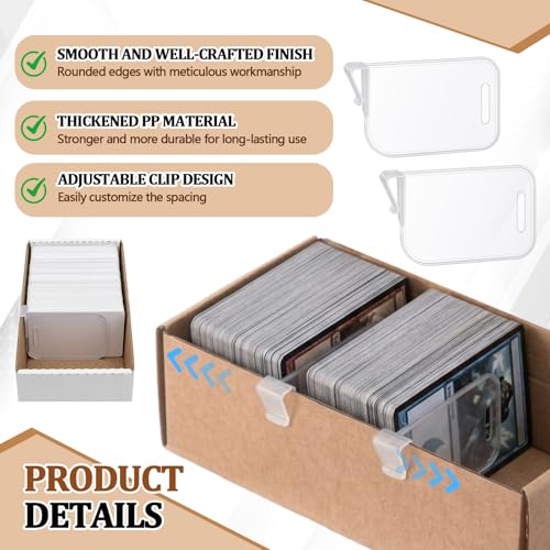 Chunful 20 Pcs Card Box Dividers, PP Trading Card Dividers Clip Storage Separator Clips the Cardboard Side Wall for Sports Baseball Cards Organizer for Collector (Clear) - color: Clear