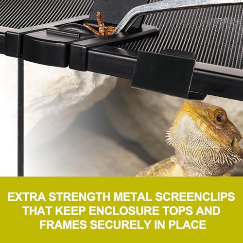 4 Pack Reptile Terrarium Covers Heavy Duty Screen Clips for Zilla Tank 30 Gallon or Larger, Aquarium Lid Clips for Reptile Tank Lid, Rreptile Enclosure Lock for Amphibian and Turtle Terrarium Covers