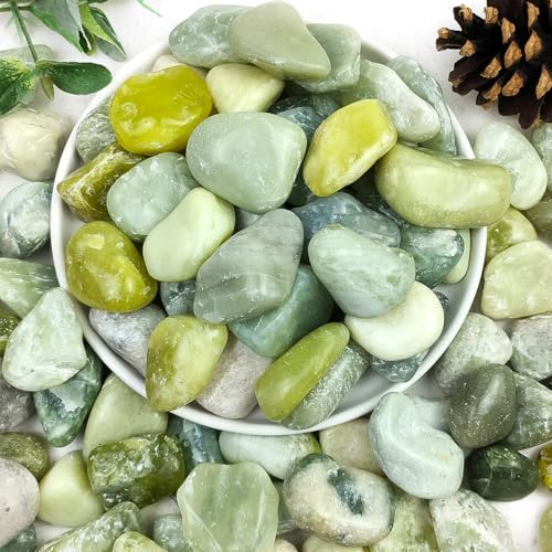 YISZM 20lbs Jade River Rocks, 1-2 Inch Natural Pebbles for Indoor Plants, High Polished Decorative Stones Vase Filler Fish Tank Aquariums Landscaping Garden Outdoor and Indoor DIY - color: Jade, size: 20 Pounds