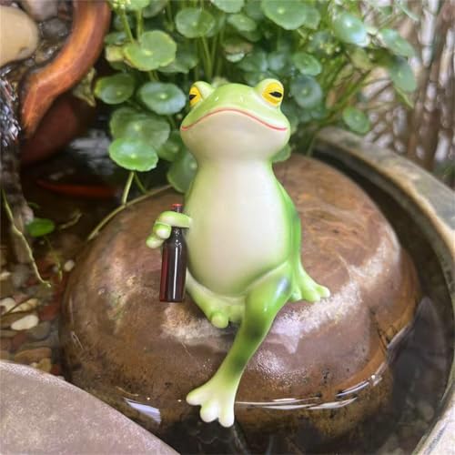 Funny Frog Figurines Plant Decorations for Pots Cute Frog Statue Outdoor Garden Decor for Fish Tank,Flower,Lawn,Yard,Home Office Desktop Decoration Gift