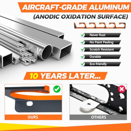 PLUSINNO H5 Horizontal Fishing Rod/Pole Holders for Garage, Wall Ceiling Mounted Fishing Rod Holder, Aviation Aluminum Fishing rod rack Holds up to 5/10/20 Rod or Combos Fishing Gear and Gifts for Men - color: Orange Aluminum-h5 4pack New(store 20 Fishing