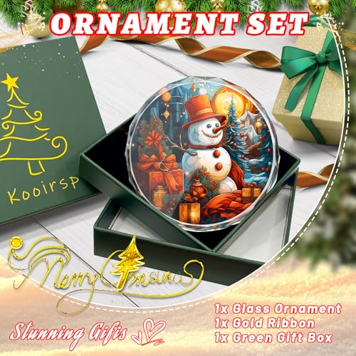 Stained Glass Snowman Ornament - Christmas Tree Decoration, Gift for Holidays - color: Snowman