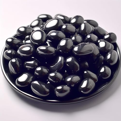 Polished Obsidian Crystals - 72 pcs, 0.5" Handpicked Tumbled Gemstones Rocks, Pebbles for Reiki, Chakra, Healing, Home Decor - color: Obsidian, size: 0.5"
