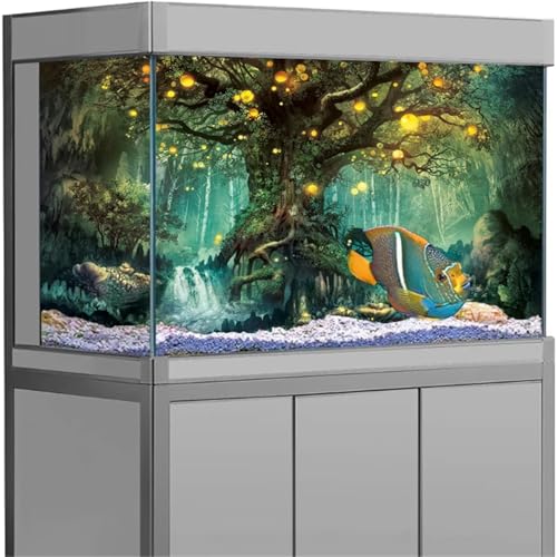 Aquarium Background 3D Aquarium Background Poster PVC Adhesive Sticker Fish Tank Underwater World Backdrop(Green,50x100cm) - color: Green, size: 50x100cm