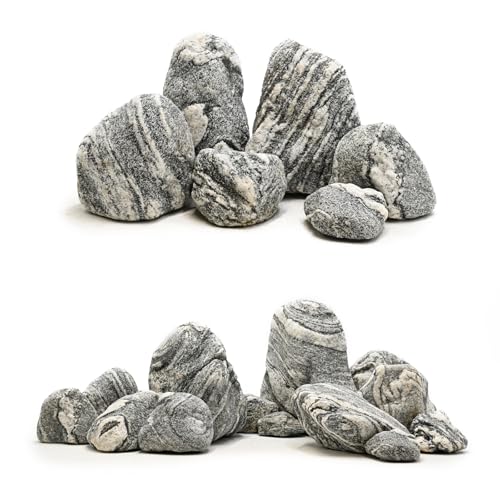 Natural Fish Tank Stones Aquarium Rocks 10lb Silver Seiryu Rock for Aquascaping, Terrariums, Bonsai, Garden Landscaping & Reptile Habitats(2-7inch 5-6Pcs) - size: 10lb (2-7inch)