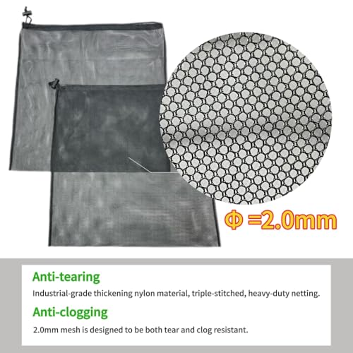 17.7" x17.7" Pond Pump Cover Filter Bag, Black Media Bag Large Pump Mesh Bag for Outdoor Water Ponds Filters, Water Filter Pump, Outdoor Ponds, Garden, Swimming Pool (1, 17.7" x17.7") - size: 17.7" x17.7"